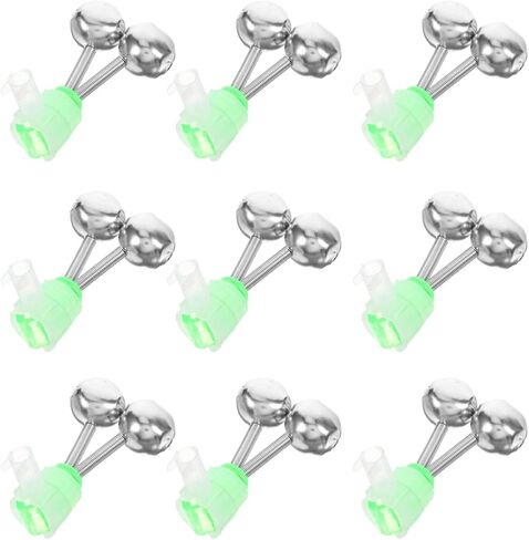 10 Pcs Bobbers for Fishing Bell Alarm for Fishing Pole Fishing Twin Bells Fishing Rod bite Bait Warning Light at Night Fishing Tackle Sea Pole Alarm Bell Indicator Bell Clip Spiral in Kuwait