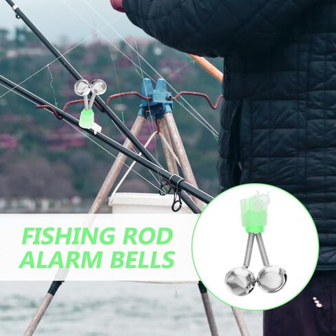 10 Pcs Bobbers for Fishing Bell Alarm for Fishing Pole Fishing Twin Bells Fishing Rod bite Bait Warning Light at Night Fishing Tackle Sea Pole Alarm Bell Indicator Bell Clip Spiral in Kuwait