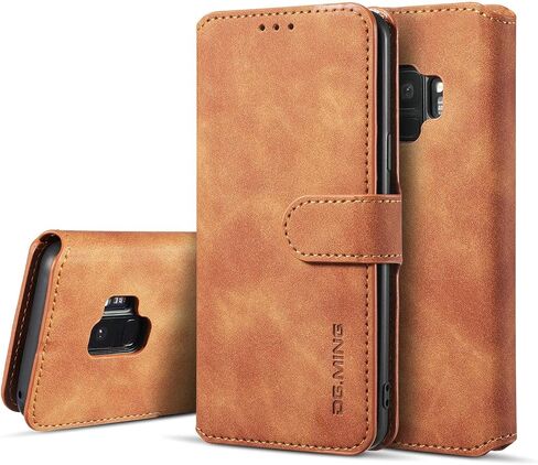 UEEBAI PU Leather Case for Samsung Galaxy S7, Vintage Retro Premium Wallet Flip Cover TPU Inner Shell [Card Slots] [Magnetic Closure] Stand Function Folio Shockproof Full Protection - Red in Saudi Arabia