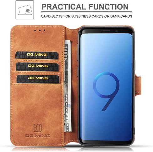 UEEBAI PU Leather Case for Samsung Galaxy S7, Vintage Retro Premium Wallet Flip Cover TPU Inner Shell [Card Slots] [Magnetic Closure] Stand Function Folio Shockproof Full Protection - Red in Saudi Arabia
