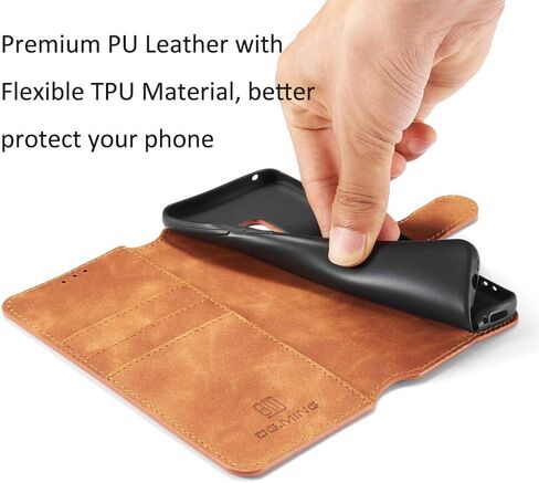 UEEBAI PU Leather Case for Samsung Galaxy S7, Vintage Retro Premium Wallet Flip Cover TPU Inner Shell [Card Slots] [Magnetic Closure] Stand Function Folio Shockproof Full Protection - Red in Saudi Arabia