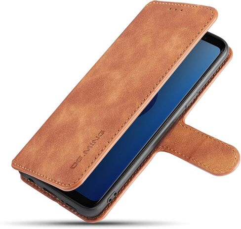 UEEBAI PU Leather Case for Samsung Galaxy S7, Vintage Retro Premium Wallet Flip Cover TPU Inner Shell [Card Slots] [Magnetic Closure] Stand Function Folio Shockproof Full Protection - Red in Saudi Arabia
