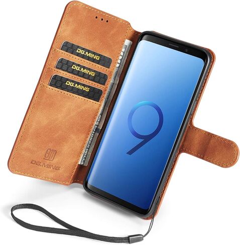 UEEBAI PU Leather Case for Samsung Galaxy S7, Vintage Retro Premium Wallet Flip Cover TPU Inner Shell [Card Slots] [Magnetic Closure] Stand Function Folio Shockproof Full Protection - Red in Saudi Arabia