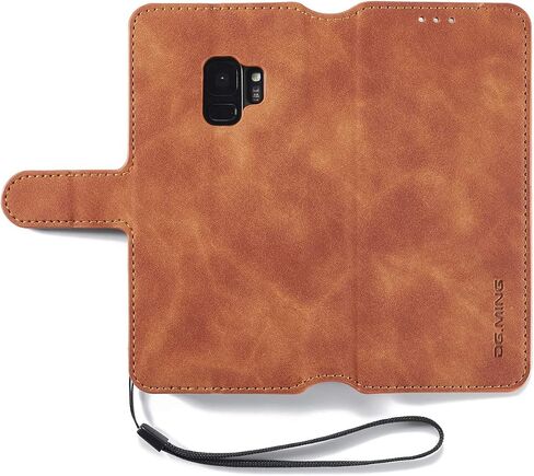 UEEBAI PU Leather Case for Samsung Galaxy S7, Vintage Retro Premium Wallet Flip Cover TPU Inner Shell [Card Slots] [Magnetic Closure] Stand Function Folio Shockproof Full Protection - Red in Saudi Arabia