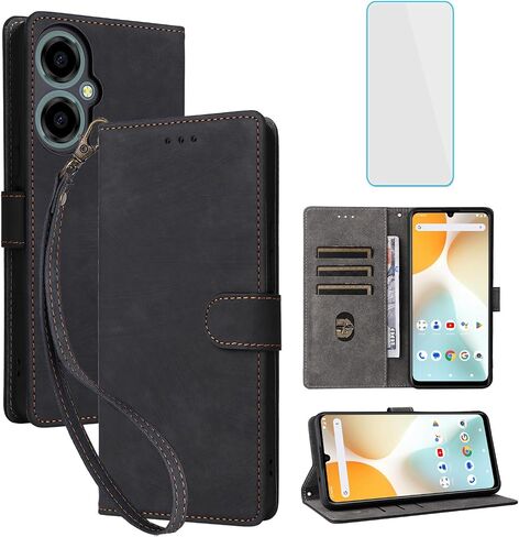 لصالح Blu G64 Wallet Phone Case مع واقي الشاشة [RFID حظر] حامل بطاقة الوجه الجلدي Kickstand Strap Women Men Men Plock Men for Blue G64 Blu G 64 Blug64 Purple in Kuwait