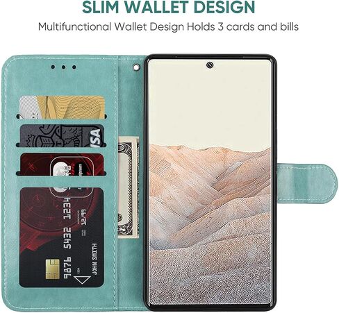 Case for Pixel 6 Case, Google 6 G9S9B Wallet Case with Tempered Glass Screen Protector, Lace Flower PU Leather Flip Credit Card Holder Phone Cover for Google Pixel 6 Gray in Saudi Arabia