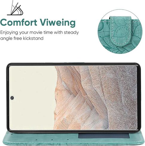 Case for Pixel 6 Case, Google 6 G9S9B Wallet Case with Tempered Glass Screen Protector, Lace Flower PU Leather Flip Credit Card Holder Phone Cover for Google Pixel 6 Gray in Saudi Arabia