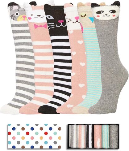 TRENSOM Funny Animal Socks for Girls - Cute Cat Bear Fox Socks for Kids, Funny Crazy Girl Gifts in Saudi Arabia
