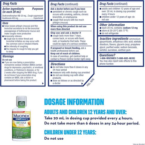 Mucinex Fast-Max DM, Max Strength, Cough Relief Liquid, 6oz in Saudi Arabia