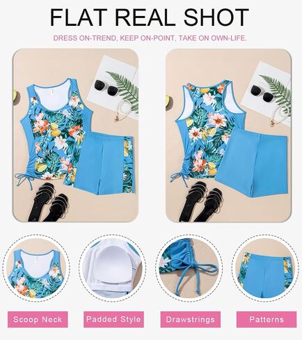Dokotoo Women's Tankini Swimsuits 2024 Two Piece Bathing Suits Tummy Control Swim Tank Top with Boy Shorts in Saudi Arabia