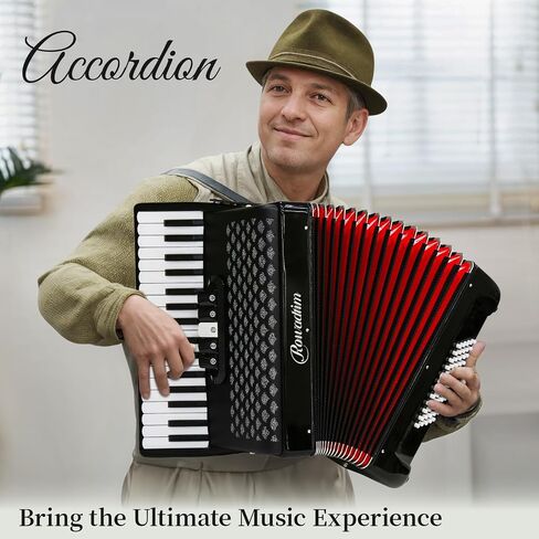 Accordion, 34 Key 60 Bass Keyboard Accordion, Professional Accordion, Adult Accordion Educational Instrument for Beginners and Students (black) in Kuwait