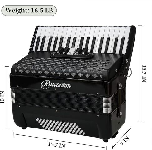 Accordion, 34 Key 60 Bass Keyboard Accordion, Professional Accordion, Adult Accordion Educational Instrument for Beginners and Students (black) in Kuwait