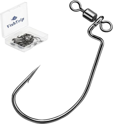 Spin Shot Hooks for Drop Shot Rigs, 20pcs EWG Hook for Bass Fishing with Swivel Saltwater Freshwater Sizes 4, 2, 1, 1/0, 2/0, 3/0, 4/0, 5/0 in Saudi Arabia