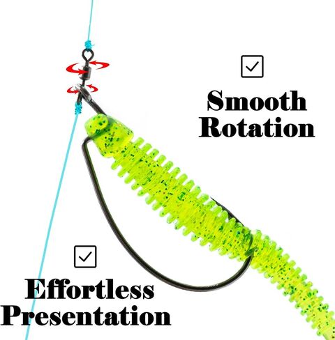 Spin Shot Hooks for Drop Shot Rigs, 20pcs EWG Hook for Bass Fishing with Swivel Saltwater Freshwater Sizes 4, 2, 1, 1/0, 2/0, 3/0, 4/0, 5/0 in Saudi Arabia