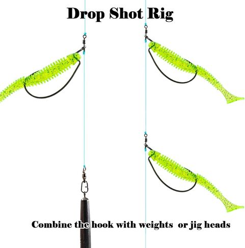 Spin Shot Hooks for Drop Shot Rigs, 20pcs EWG Hook for Bass Fishing with Swivel Saltwater Freshwater Sizes 4, 2, 1, 1/0, 2/0, 3/0, 4/0, 5/0 in Saudi Arabia