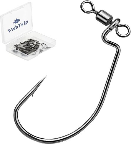 Spin Shot Hooks for Drop Shot Rigs, 20pcs EWG Hook for Bass Fishing with Swivel Saltwater Freshwater Sizes 4, 2, 1, 1/0, 2/0, 3/0, 4/0, 5/0 in Saudi Arabia