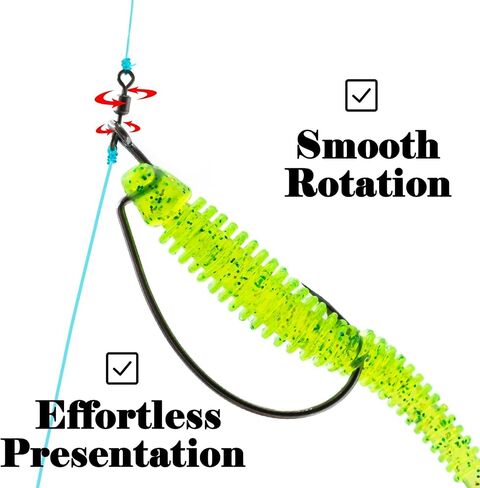 Spin Shot Hooks for Drop Shot Rigs, 20pcs EWG Hook for Bass Fishing with Swivel Saltwater Freshwater Sizes 4, 2, 1, 1/0, 2/0, 3/0, 4/0, 5/0 in Saudi Arabia