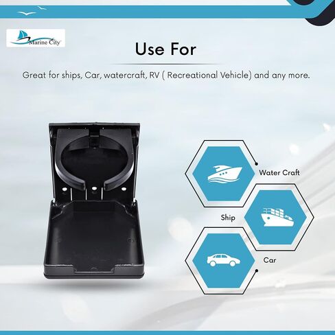 MARINE CITY Adjustable Arms Folding Cup Drink Holder - White ABS Plastic, Fits 2-5/8 to 3-1/2 Inches - Perfect for Ships, Marines, Watercrafts, and RVs - Pack of 4 in Kuwait