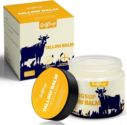 Beef Tallow For Skin, Tallow Face Moisturizer, 100% Grass Fed Beef Tallow And Honey Blam, Whipped Beef Tallow Body Lotion Skin Care for Eczema, Cracked, Dry, Itchy, Sensitive Skin - 2 FL. oz Unscented in Saudi Arabia