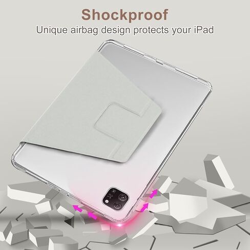 Shockproof iPad Case with Multifunctional Bracket in Lavender and Pink- Suitable for Women with Intelligent Sleep and Touch lD Accessible Functions in Saudi Arabia