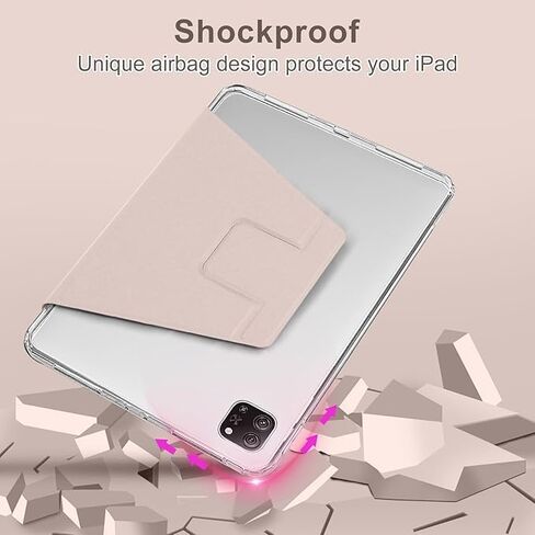 Shockproof iPad Case with Multifunctional Bracket in Lavender and Pink- Suitable for Women with Intelligent Sleep and Touch lD Accessible Functions in Saudi Arabia