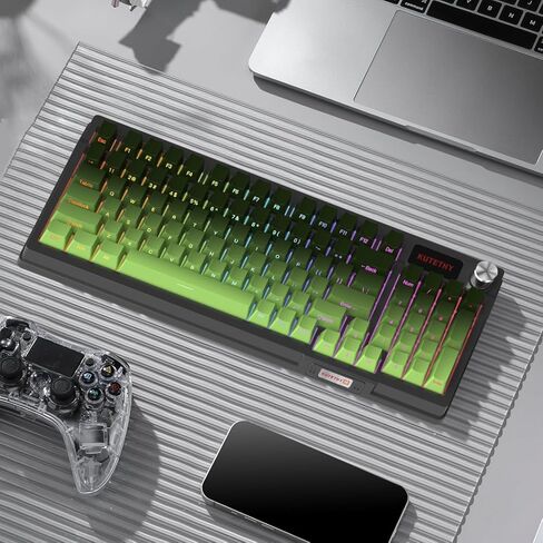 Kutethy Ky95 Series اللوحة اللاسلكية للألعاب الميكانيكية ، مفاتيح Gateron Brown مسبقًا ، 98 ٪ من Gasket Hot Swappable RGB Side PBT Keycaps Keycaps (Tea Green ، Jade 3.0 Brown Switch) in Kuwait