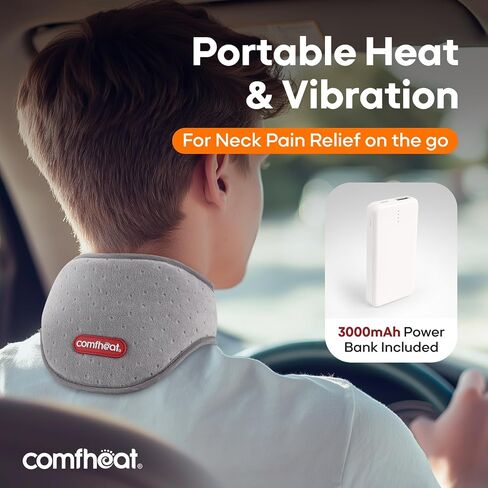 Comfheat USB Neck Heating Pad for Car Travel Heated Neck Wraps Pain Relief Warm Hot Compress Electric Neck Heat Pad for Soreness Stiffness Cervical Spondylosis Adjustable Temperature Auto Shut Off in Kuwait