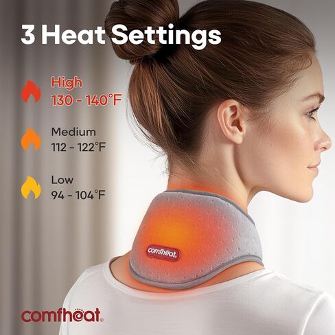 Comfheat USB Neck Heating Pad for Car Travel Heated Neck Wraps Pain Relief Warm Hot Compress Electric Neck Heat Pad for Soreness Stiffness Cervical Spondylosis Adjustable Temperature Auto Shut Off in Kuwait