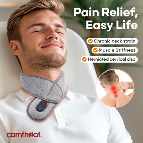 Comfheat USB Neck Heating Pad for Car Travel Heated Neck Wraps Pain Relief Warm Hot Compress Electric Neck Heat Pad for Soreness Stiffness Cervical Spondylosis Adjustable Temperature Auto Shut Off in Kuwait