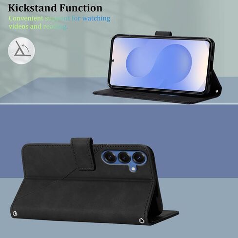 S25 Wallet Phone Case ، Slots Slots Strap TPU Interior Protection ، Stand Pu Leather Folio Flip Cover for S25 2025 (Blue) in Kuwait