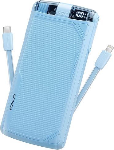 10000mAh Portable Charger with Built-in Cables, 22.5W QC 3.0 & 20W PD Fast Charging for iPhone 16/15, Android & USB-C Devices. Compact, All-in-one Travel Backup Battery with Integrated Cords in Saudi Arabia