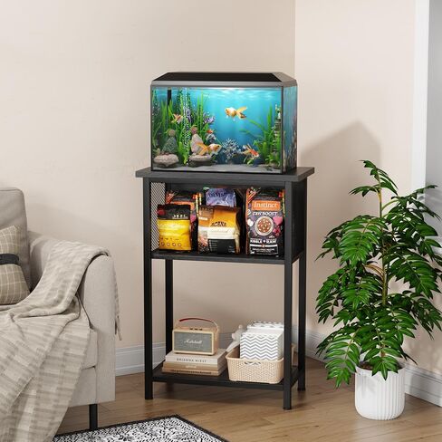 BSONE 5-10 Gallon Fish Tank Stand, Small Aquarium Stand Shelf, 0.71" Thickened Tabletop, 20.5" W×11" D ×34.3" H , Rustic Brown in Saudi Arabia