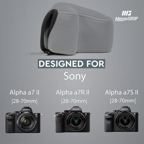 MegaGear Sony Alpha A7S II, A7R II, A7 II (28-70mm) Ultra Light Neoprene Camera Case, with Carabiner - Gray - MG639 in Saudi Arabia