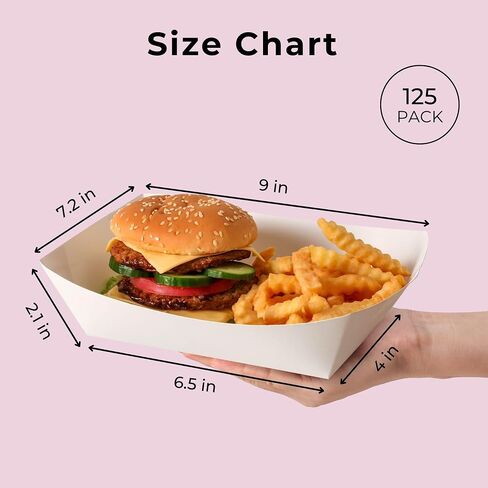 Fit Meal Prep [125 Pack 1 lb Paper Food Trays Heavy Duty Disposable Food Boats, White Nacho Tray for Parties Fairs Picnics Carnivals, Holds Sause Candies Nut Grease Resistant in Kuwait