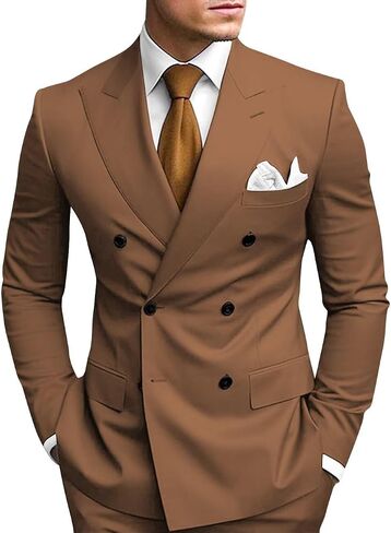 2 Piece Double Breasted Suit Men Slim Fit Mens Double Breasted Blazer Pants Sets Wedding Prom Homecoming Suit in Saudi Arabia