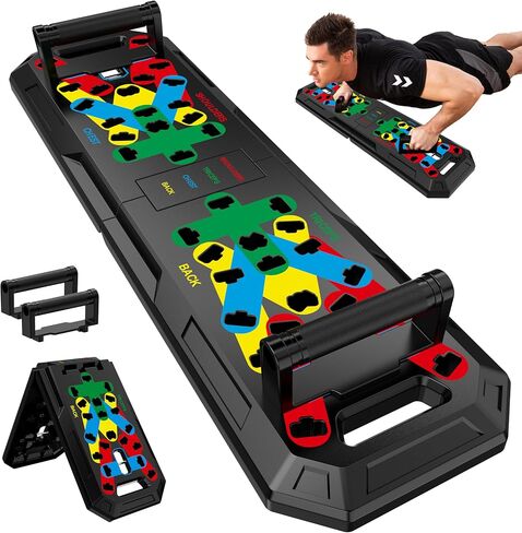 Push Up Board, 25-in-1 Home Workout Equipment with Ab Roller Wheel, Push Up Bar, Home Gym System for Men Women Core Strength Training & Abdominal Exercise, Best Choice for Father's day Gift in Kuwait
