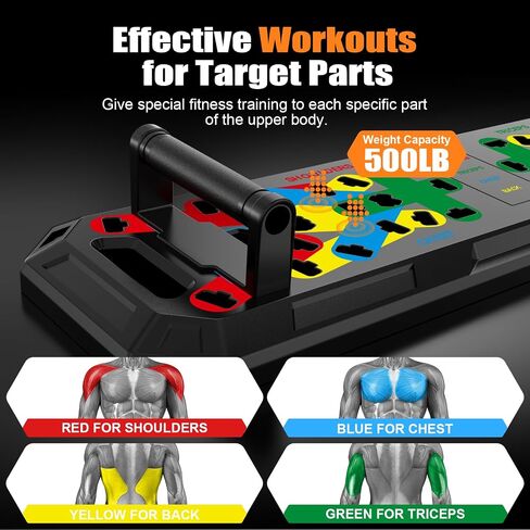 Push Up Board, 25-in-1 Home Workout Equipment with Ab Roller Wheel, Push Up Bar, Home Gym System for Men Women Core Strength Training & Abdominal Exercise, Best Choice for Father's day Gift in Kuwait