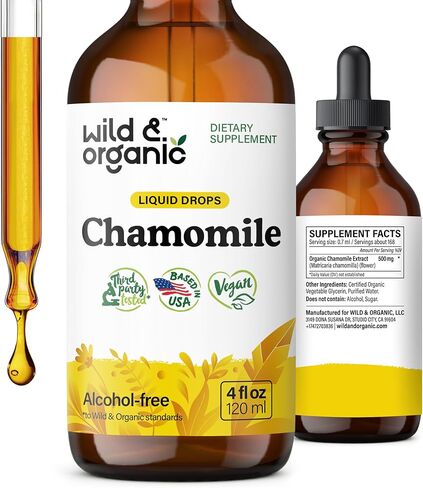 Chamomile Flower Supplement - Organic Chamomile Liquid Extract - Vegan, Alcohol Free Drops - 2 fl oz in Kuwait