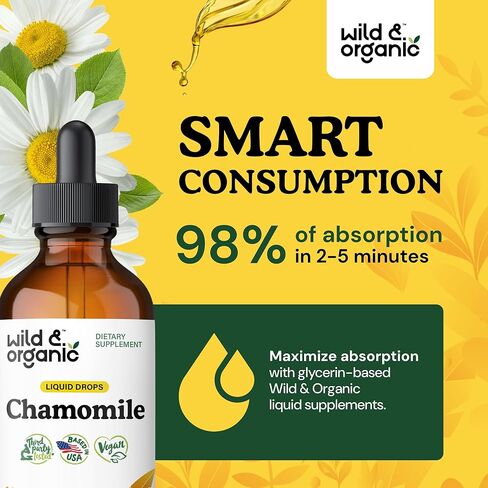 Chamomile Flower Supplement - Organic Chamomile Liquid Extract - Vegan, Alcohol Free Drops - 2 fl oz in Kuwait