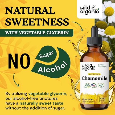 Chamomile Flower Supplement - Organic Chamomile Liquid Extract - Vegan, Alcohol Free Drops - 2 fl oz in Kuwait