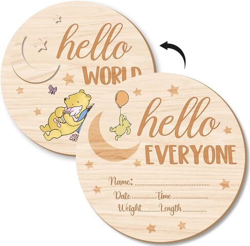 Winnie Baby Shower Decorations-Wooden Baby Announcement Sign-Baby Milestone Signs- Newborn Photography Props to Document Your Baby´s Growth-hello world-Newborn Photography Props to Document Your Baby´s Growth in Kuwait