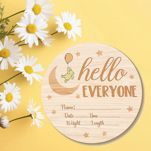 Winnie Baby Shower Decorations-Wooden Baby Announcement Sign-Baby Milestone Signs- Newborn Photography Props to Document Your Baby´s Growth-hello world-Newborn Photography Props to Document Your Baby´s Growth in Kuwait