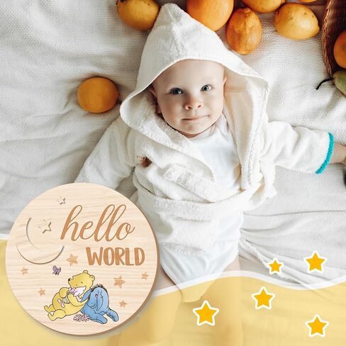 Winnie Baby Shower Decorations-Wooden Baby Announcement Sign-Baby Milestone Signs- Newborn Photography Props to Document Your Baby´s Growth-hello world-Newborn Photography Props to Document Your Baby´s Growth in Kuwait
