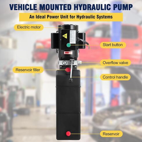 Litake Double Acting Hydraulic Power Unit 12V 8.5 Quart Car Lift Hydraulic Pump Power Unit, Hydraulic Pumps with 8L Steel Tank, Car Lift Hydraulic Power Unit for Auto Repair in Kuwait
