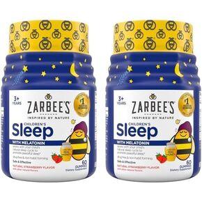 Zarbee's Kids Melatonin Gummy, 1mg Childrens Sleep Aid Supplement, Drug-Free & Effective Sleep Supplement for Children Ages 3 and Up, Non-Habit Forming, Natural Watermelon Flavor, 60 Gummies