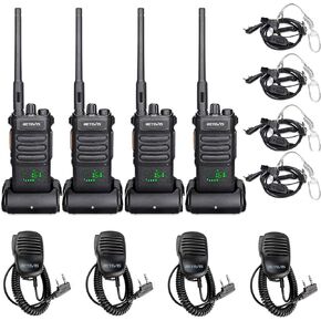 Retevis RT86 2 Way Radio(4 Pack) Bundle with Earpiece(4 Pack), 2 Way Radio Long Range, High Power Walkie Talkies for Adults with Shoulder Mic, Heavy Duty Two Way Radios Rechargeable, 2600mAh, USB,
