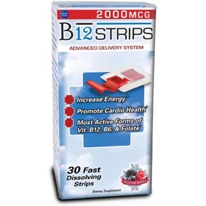 Essential Source Vitamin B12 Strips with B6 and Biotin, 2000 mcg - 30 Day Supply