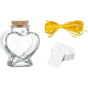Mini heart jars small heart shaped glass jars with cork lids candy jars bridal shower favors jars memo jiars perfect amount about 3 ounces holding sands, shells,candies etc (10 pieces)