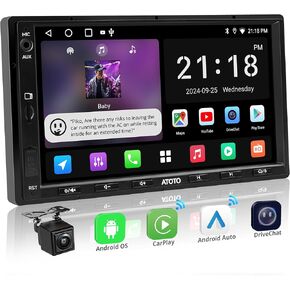 A5L 7inch 2G+32G Android Double Din Car Stereo مع كاميرا احتياطية ، وربط اللاسلكي والملاحة التلقائية Android ، و WiFi/Bluetooth/USB ، FM/AM/DSP ، MirrorLink ، AI Dialogue