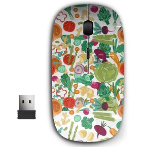 2.4G Ergonomic Portable USB Wireless Mouse for PC, Laptop, Computer, Notebook with Nano Receiver (Vegetables Vegan Healthy)